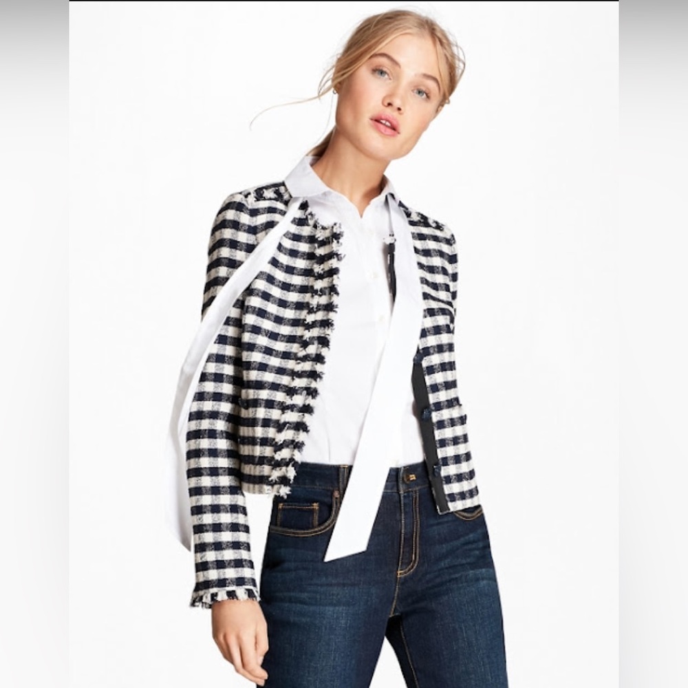 Brooks Brothers Tweed Gingham Coat